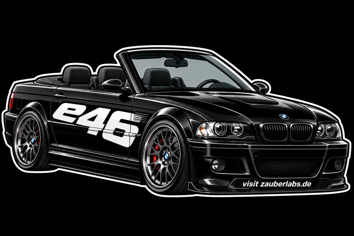 E46 Cabrio – Sticker, Schwarz