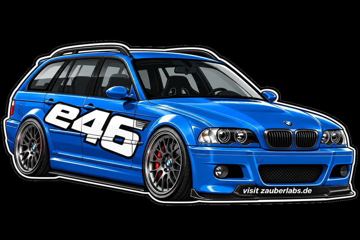 E46 Touring – Sticker, Blau